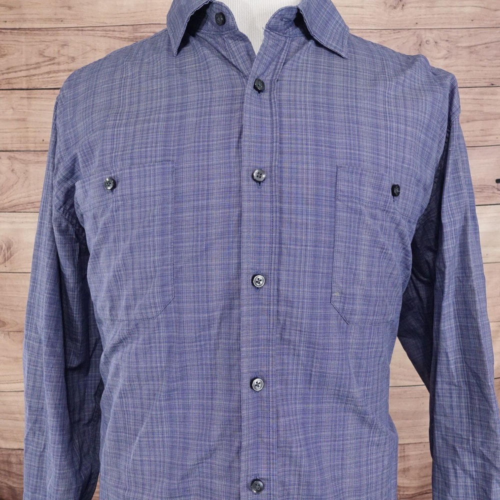 PRONTO‎ UOMO BLUE PLAID LONG SLEEVE BUTTON DOWN SHIRT MENS SIZE XL